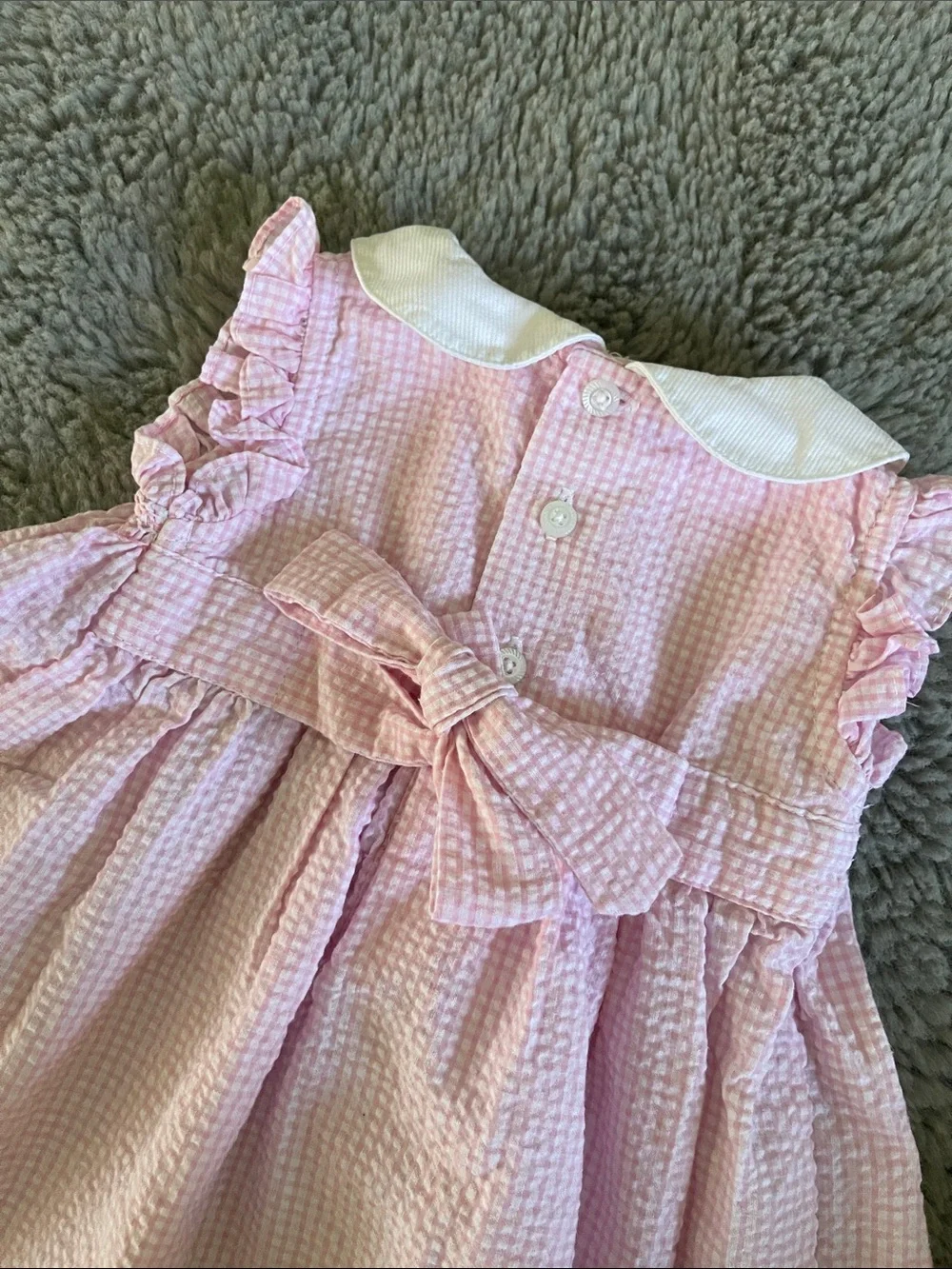 Carter’s Pink Smocked Girls' Formal Party Dress with White Collar Sz 6M